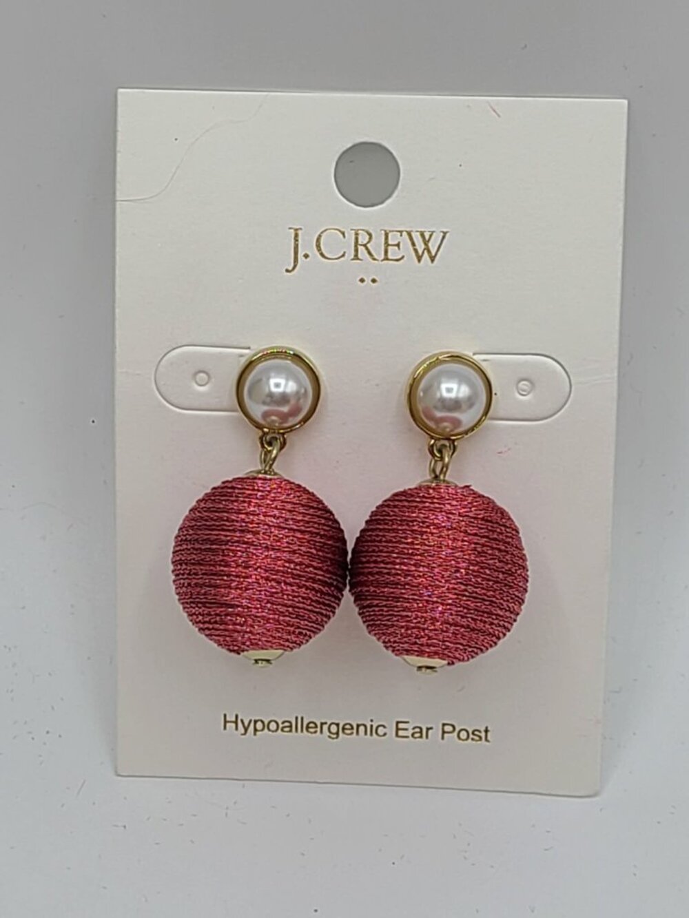 J Crew Factory Woven Metallic Bronze Ball Earrings with Faux Pearl NWT